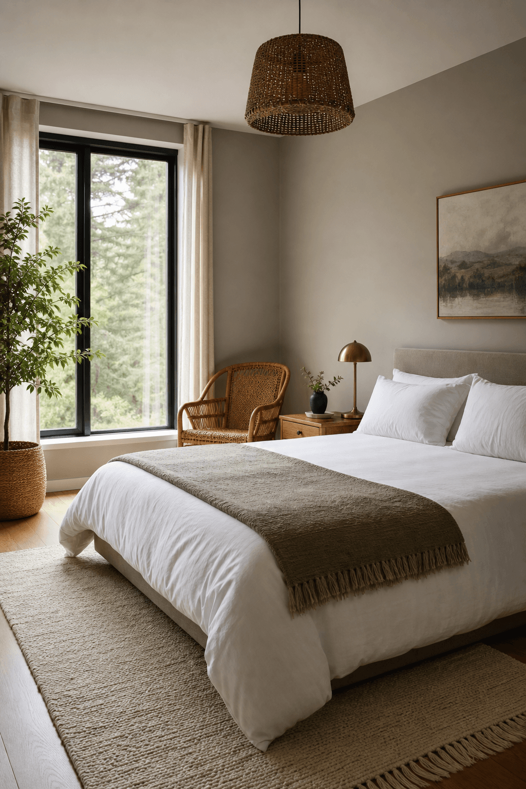 Made bed, hotel-style corners