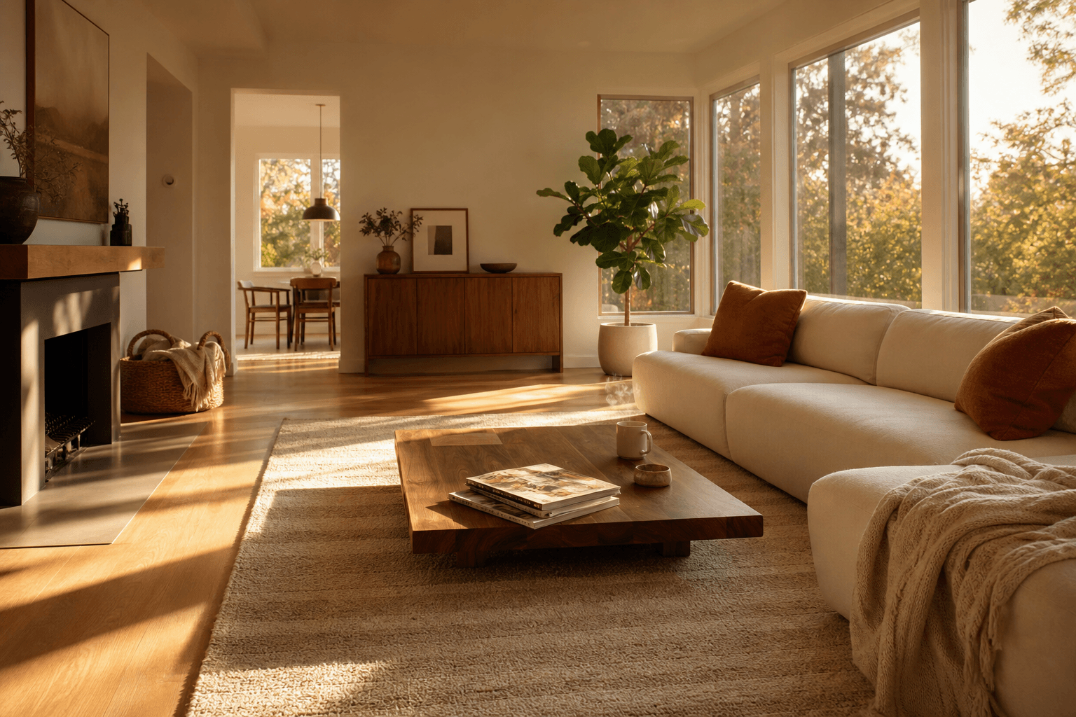 Living room, late afternoon, post-clean glow